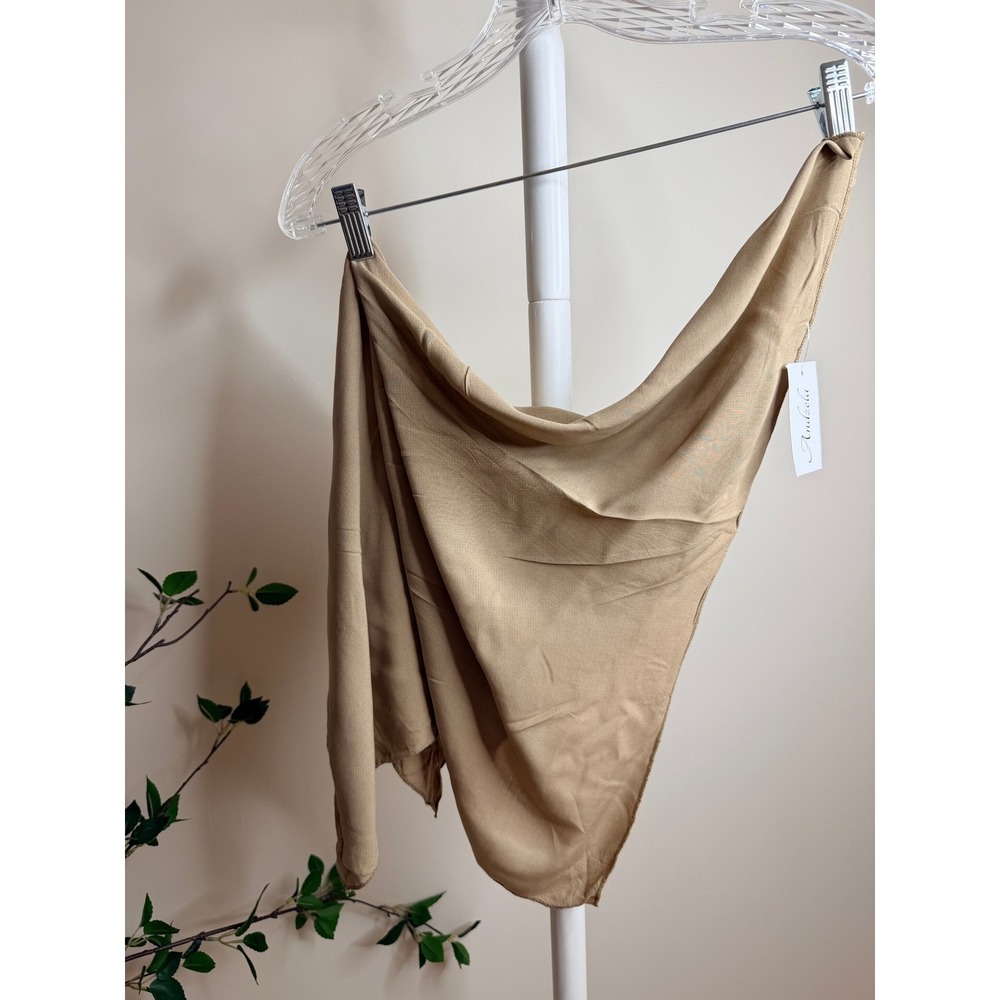 Andzela Italy 4Piece Set Duster Palazzo Pants Bandeau Headwrap Tan Viscose NEW M - Picture 9 of 11